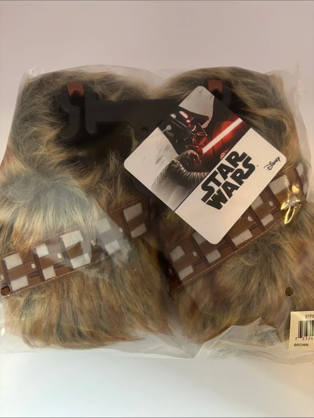 Disney Star Wars Chewbacca Furry Slippers - Brown Kids M 7-8 New